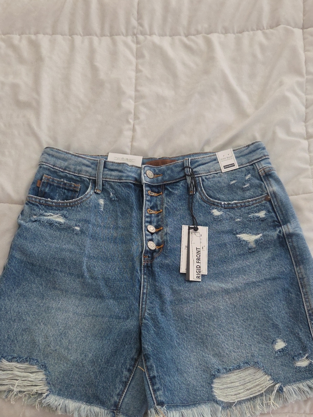 Judy Blue Light Blue Distressed Boyfriend Denim Shorts